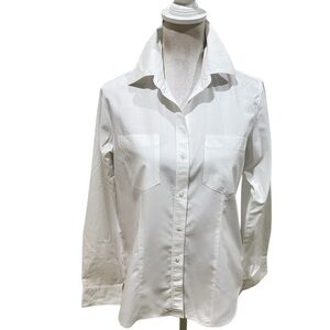 TravelSmith White Button-Down Shirt chest pockets 100% polyester size 6